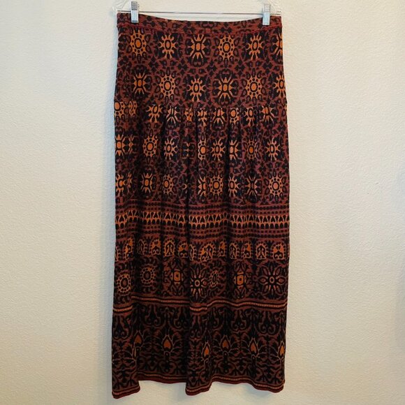 Peruvian Connection Pima Cotton Fall Autumn Medallion Tribal Maxi Skirt | Large - Picture 5 of 7